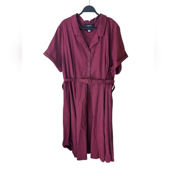 Modcloth X Collectif Cherished Era Maroon Burgundy Red Swing Dress Size 26 - Picture 2 of 10